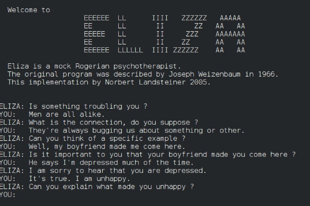 「ELIZA」との会話の様子